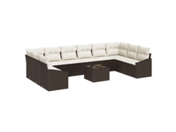Conjunto 11 Conjunto De Sofá De Jardim Vidaxl Castanho Vime Pe
