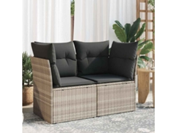 Vidaxl Sofá Jardim De 2 Lugares Com Almofadões Vime Pe Cinzento Claro