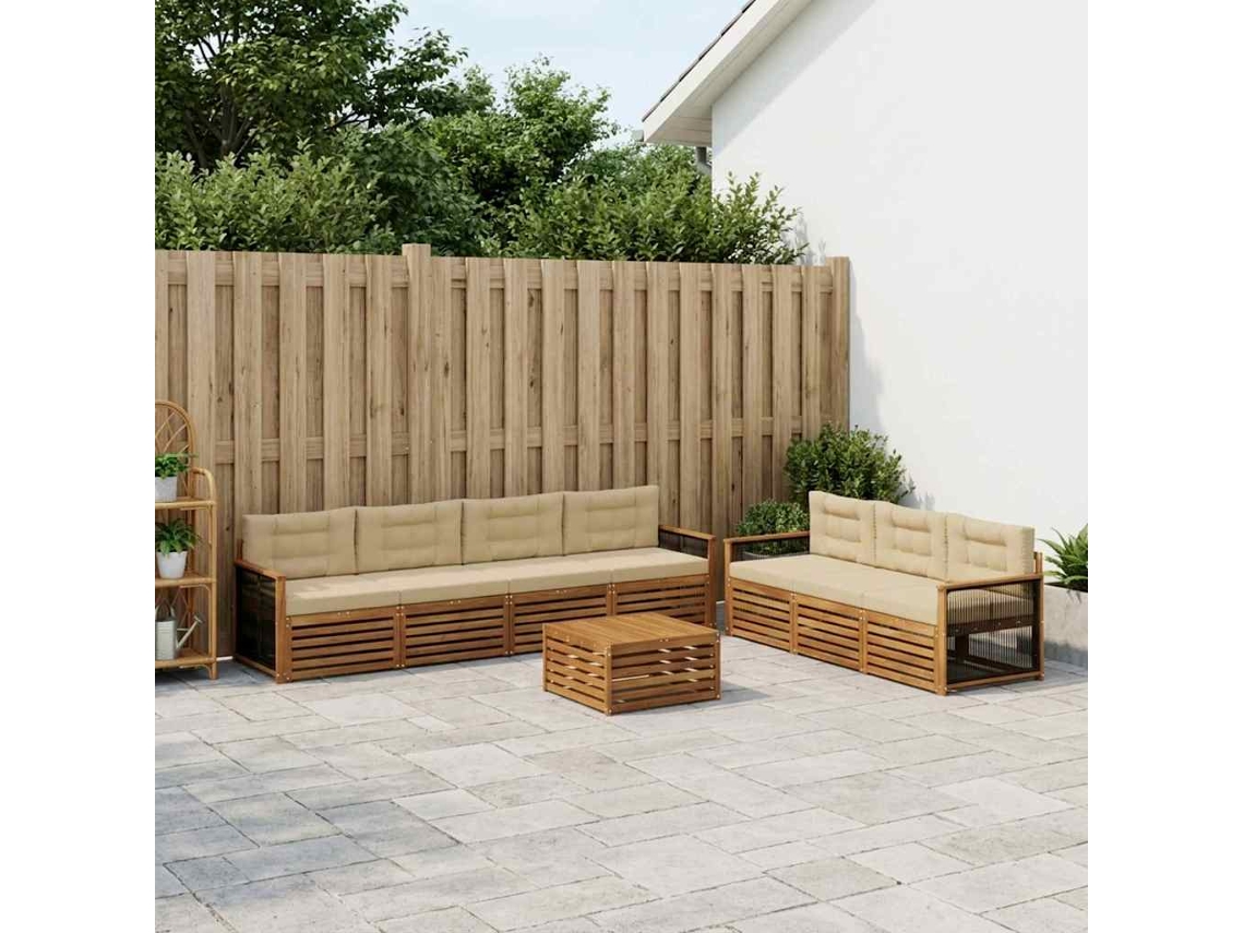 Vidaxl Conjunto De Sofás Para Exterior 8 Unid. Natural E Bege