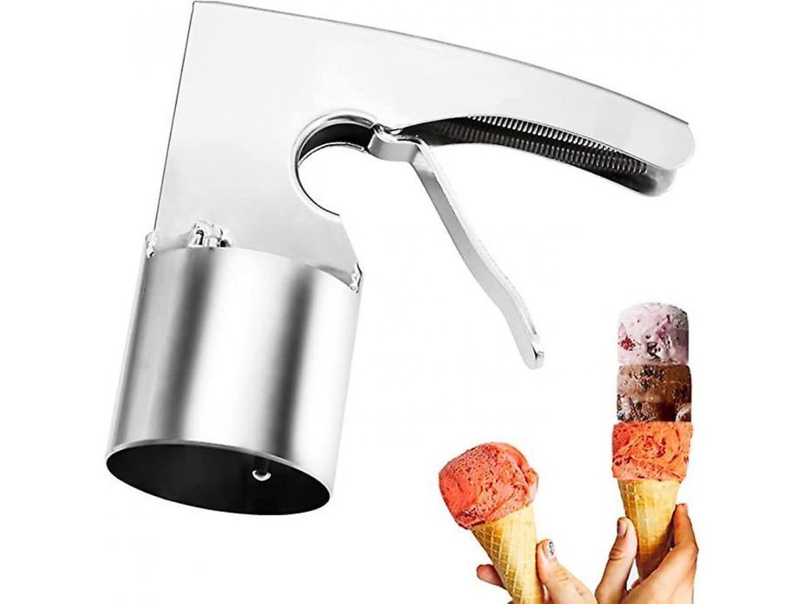 Colher de Sorvete Cilíndrica Inox com Gatilho Nova Line para Festas e Presentes