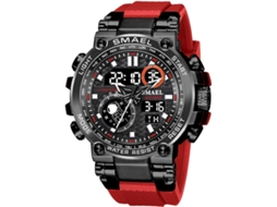 Lurelia Relógio Digital Masculino, Visor Digital, Led, Cronómetro, Alarme, Data/calendário, Luminoso, Duplo Fuso/mostrador, Pele, Tpu, Vermelho