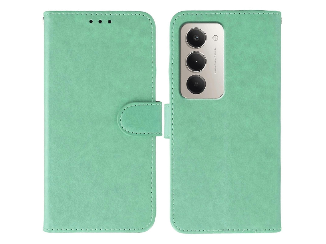 Capa Tipo Carteira De Couro Pu Tkdaddy Para Xiaomi Redmi 15 5g Com Alça Verde
