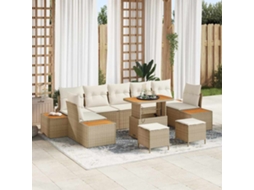 Vidaxl Conjunto De Sofá De Jardim 10 Pcs Bege Rattan Sintético