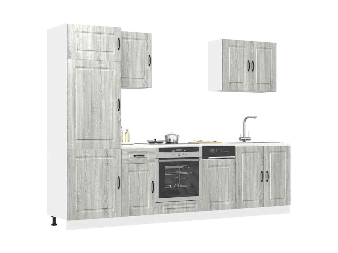 Vidaxl 7 Peças Armário De Cozinha Conjunto Kalmar Cinza Sonoma