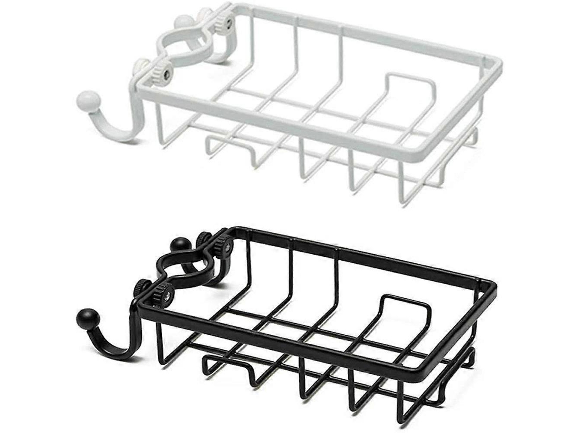 Porta Esponjas Jabón Ropa Seca para Grifo Cocina Baño Estante Con Ganchos Acero Inoxidable Blanco Negro 2 Piezas