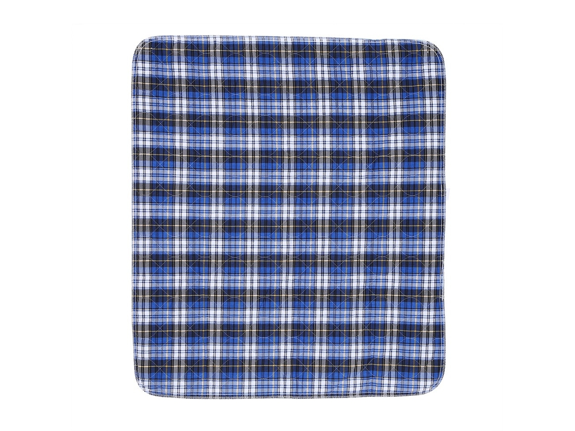 Forro Reutilizável Para Adultos Lavável Espessado Fralda De Pano Azul Com Xadrez 80 X 90 Cm