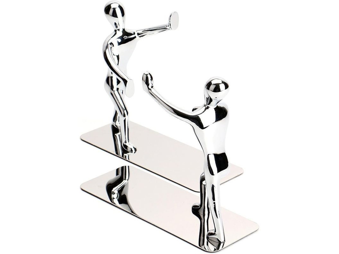 Suportes De Livros De Metal Preto Heavy Duty Com Design Criativo Antiderrapante Para Estantes, 1 Par (prata)