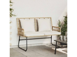 Vidaxl Banco De Jardim Marrom E Creme Vime Pe