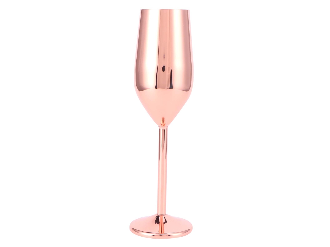 Taça de Champanhe de Aço Inoxidável 200ml com Galvanoplastia de Cobre para Bar ou Festa | S/MARCA