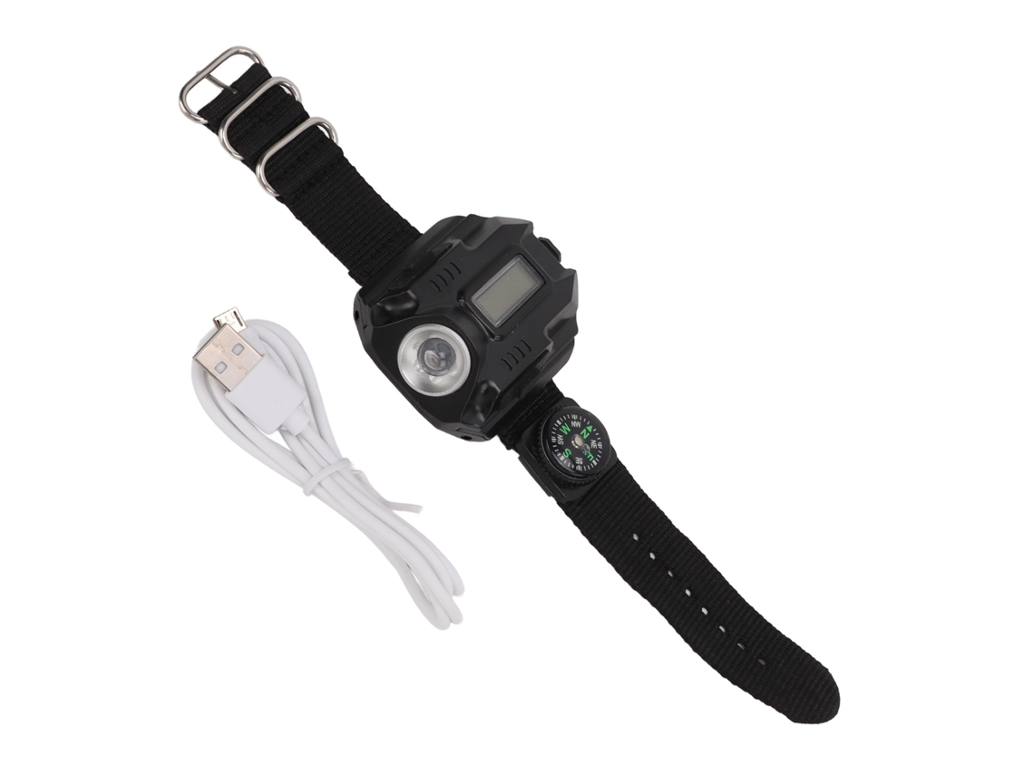 Relógio De Pulso Lanterna Led Recarregável Usb Para Camping, Pesca E Atividades Ao Ar Livre