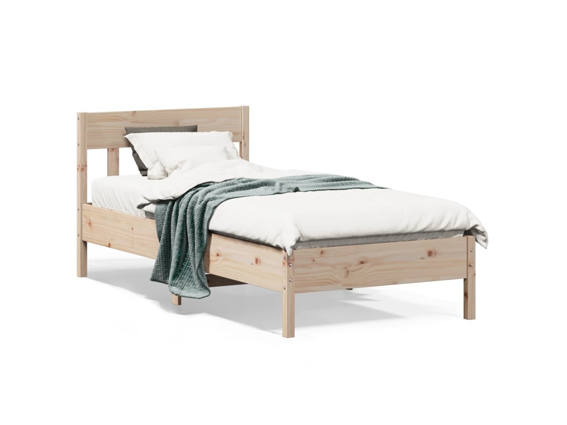 Vidaxl Cama Sem Colchão 75x190 Cm Madeira De Pinho Maciça