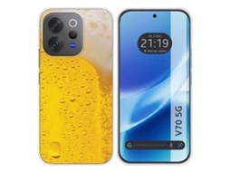 Capa Tumundosmartphone De Silicone Para Vivo V70 5g Com Desenho De Cerveja