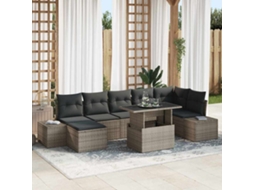 Vidaxl Conjunto De Sofá De Jardim Com Almofada 8 Pcs Cinzeto
