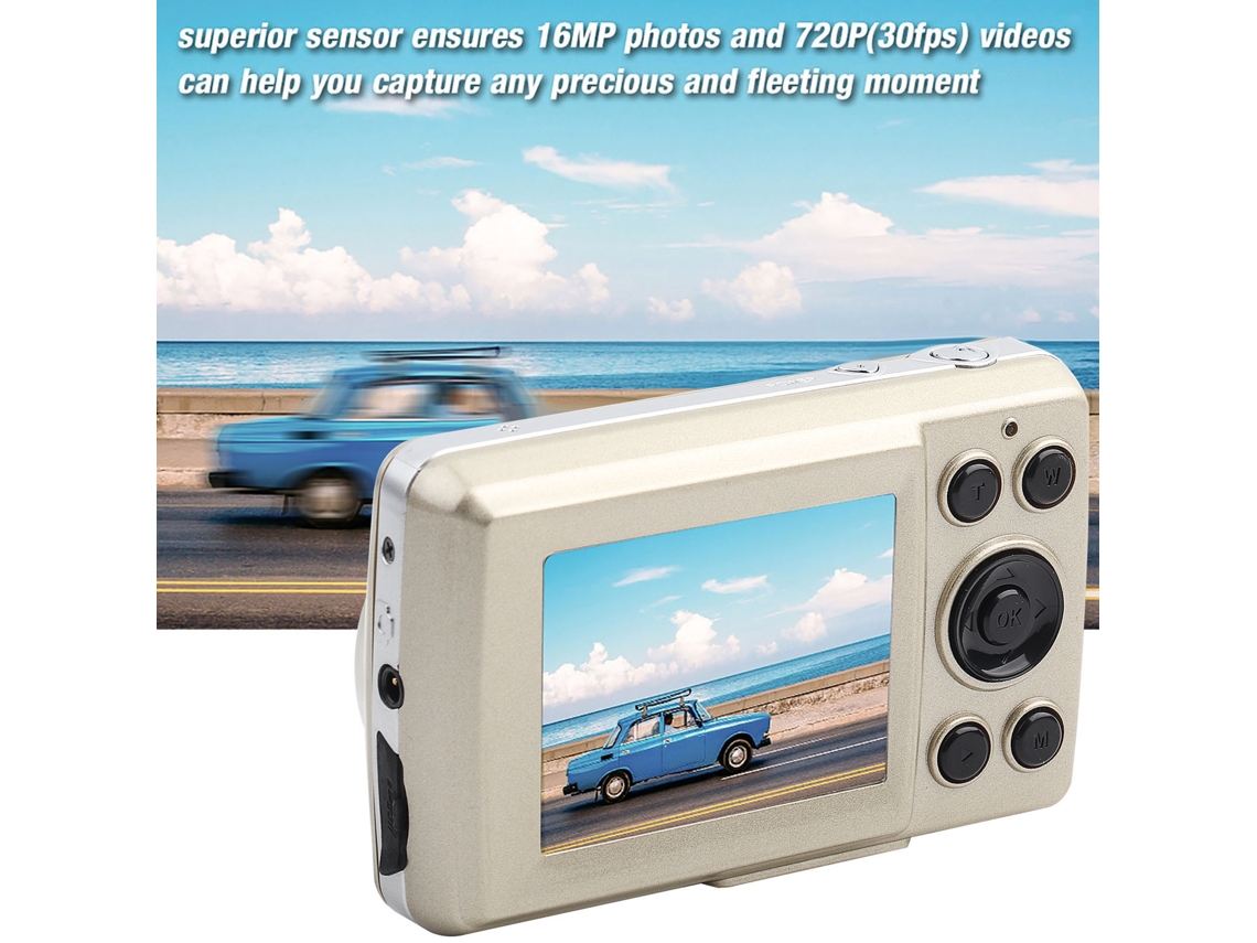 Mini Filmadora Digital Hd Para Ambientes Externos, 16mp, 720p, 30fps, Zoom 4x, Dourada Brilvibera