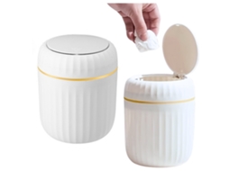 Mini Balde Do Lixo Com Tampa De Abertura Universal Elegante Branco