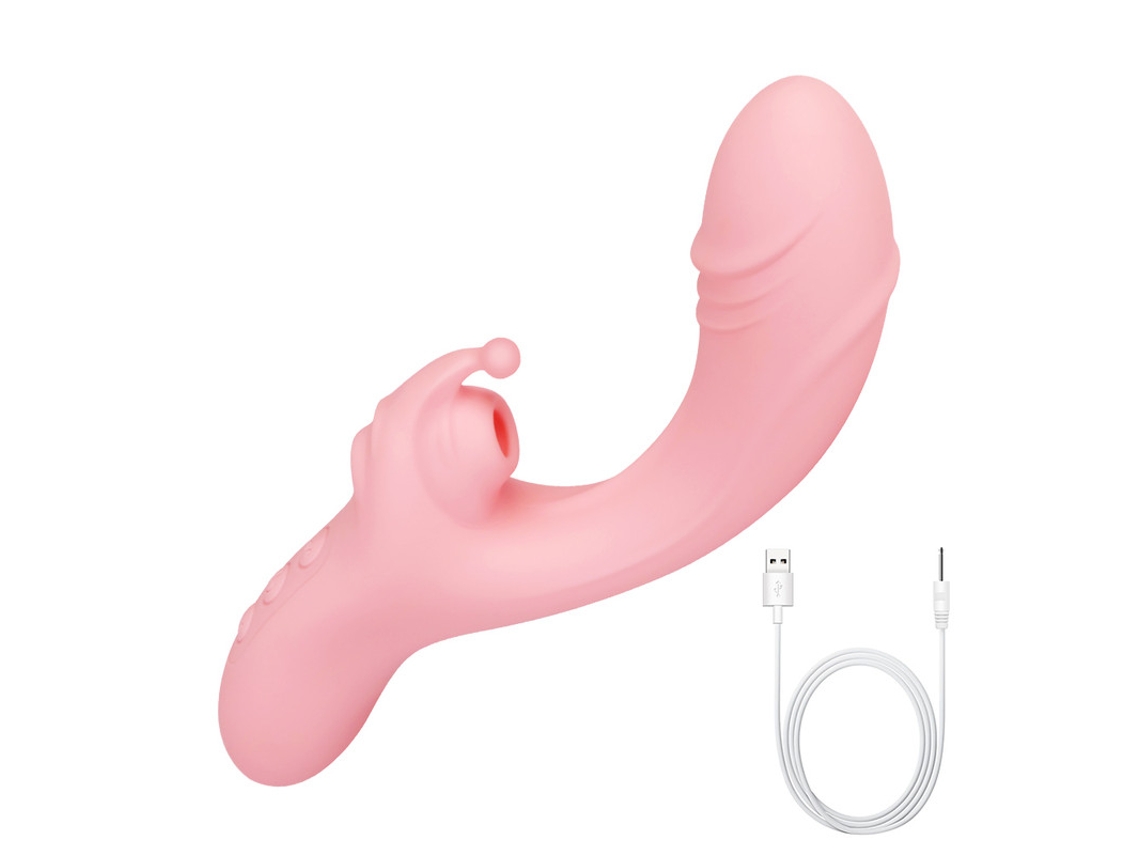 Vibrador de Massagem de Sucção de Silicone 3 em 1 com 10 Modos para Mulheres Rosa YIZHOOD