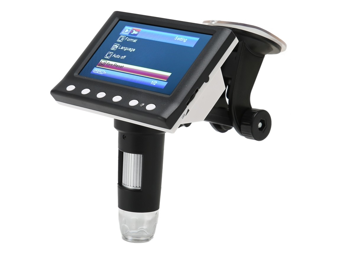 Digital Microscope With A 4.3-inch Lcd Screen, 1000x Magnification, And Led Display For Words.