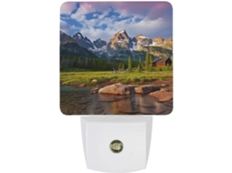Luminária de parede com tema de parques nacionais, com acendimento automático ao amanhecer e à noite, luz LED branca.