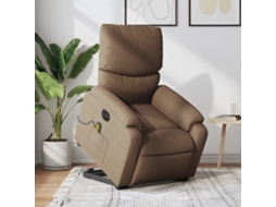 Vidaxl Poltrona Elétrica Elevatória Massagens Tecido Castanho
