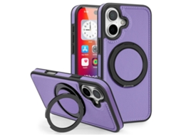Casa Em Tpu Pele Pu Magnético Com Suporte Para Apple Iphone 16 Plus - Roxo