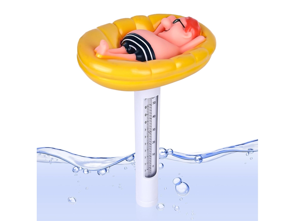 Termômetro Flutuante AQUAFORGE, Amarelo, Resistente a Impactos, Formato Peixe para Medir Temperatura da Água em Piscinas, Spas