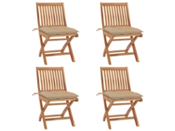 Folding Chair, Folding Chairs Vidaxl Bege Madeira (n/a)