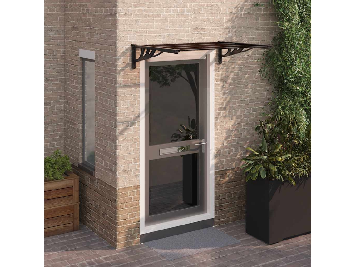 Vidaxl Toldo De Porta 122x90 Cm Policarbonato Preto