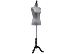 Manequim Costura Ajustável 130-168 Cm Com Tripé Madeira Cinza