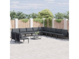 Vidaxl Conjunto De Sofá De Jardim 12 Unid. Preto Aço