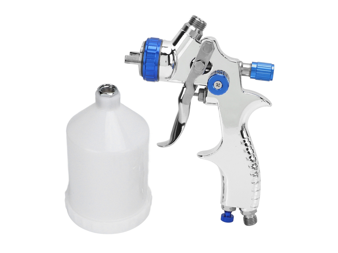 Pistola de pintura a ar ajustável, atomização resistente à corrosão, 600ml, para tintas profissionais à base de água sob pressão.