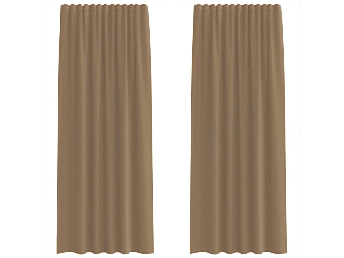 Cortinas de Voile com Bolsos para Varão 2 Pcs Castanho claro MAISON EXCLUSIVE