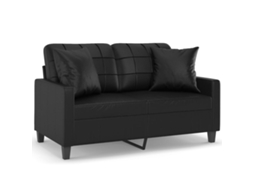 Maison Exclusive - Sofá 2 Lugares + Almofadas Decorativas 120cm Couro Artif. Preto