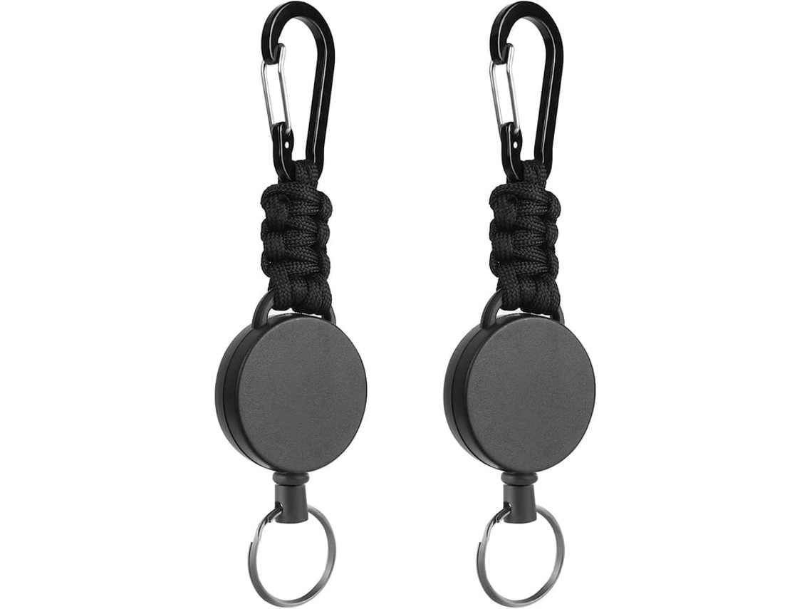 Carretel Retrátil Para Crachás, 2pcs Chaveiro Com Carabina Resistente Retrátil