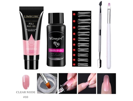 Conjunto De Gel De Extensão Poli Nail Art Clear Camouflage Color Nail Tip Form Crystal Uv Gel Nail Gel Limegirl