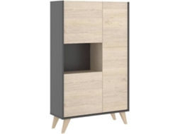 Aparador Alto Kolyma VENTE-UNIQUE.PT (Cinza Antracite e Natural Claro - Aglomerado e derivados de madeira - 81x43x135 cm)