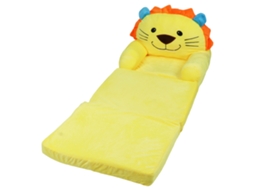 Sofá Infantil Amarelo com Estilo Animal de Desenho Animado, Dobrável, com Braços Amplos