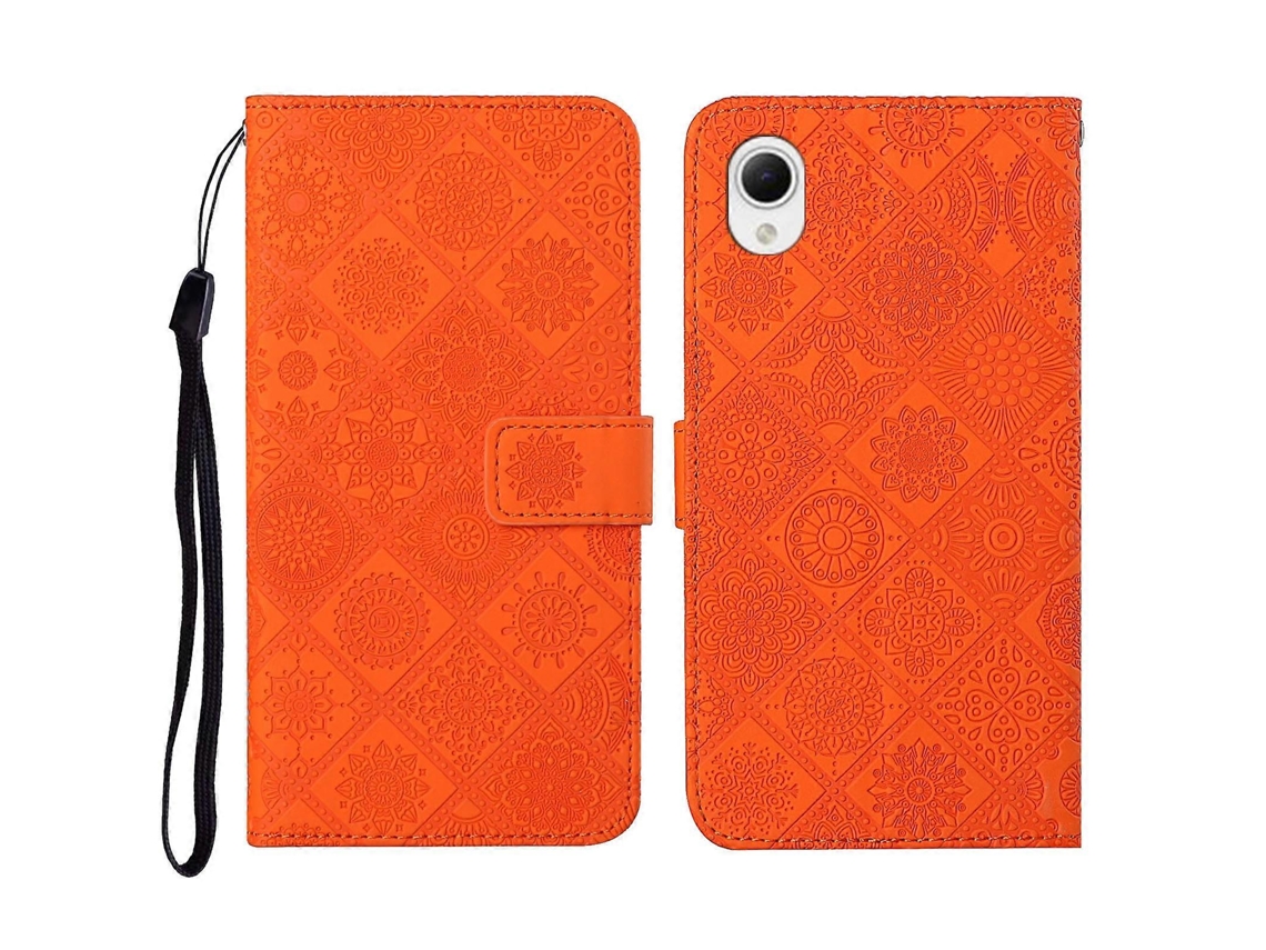 Capa De Celular Em Couro Com Padrão Étnico Em Relevo Para Samsung Galaxy A23e