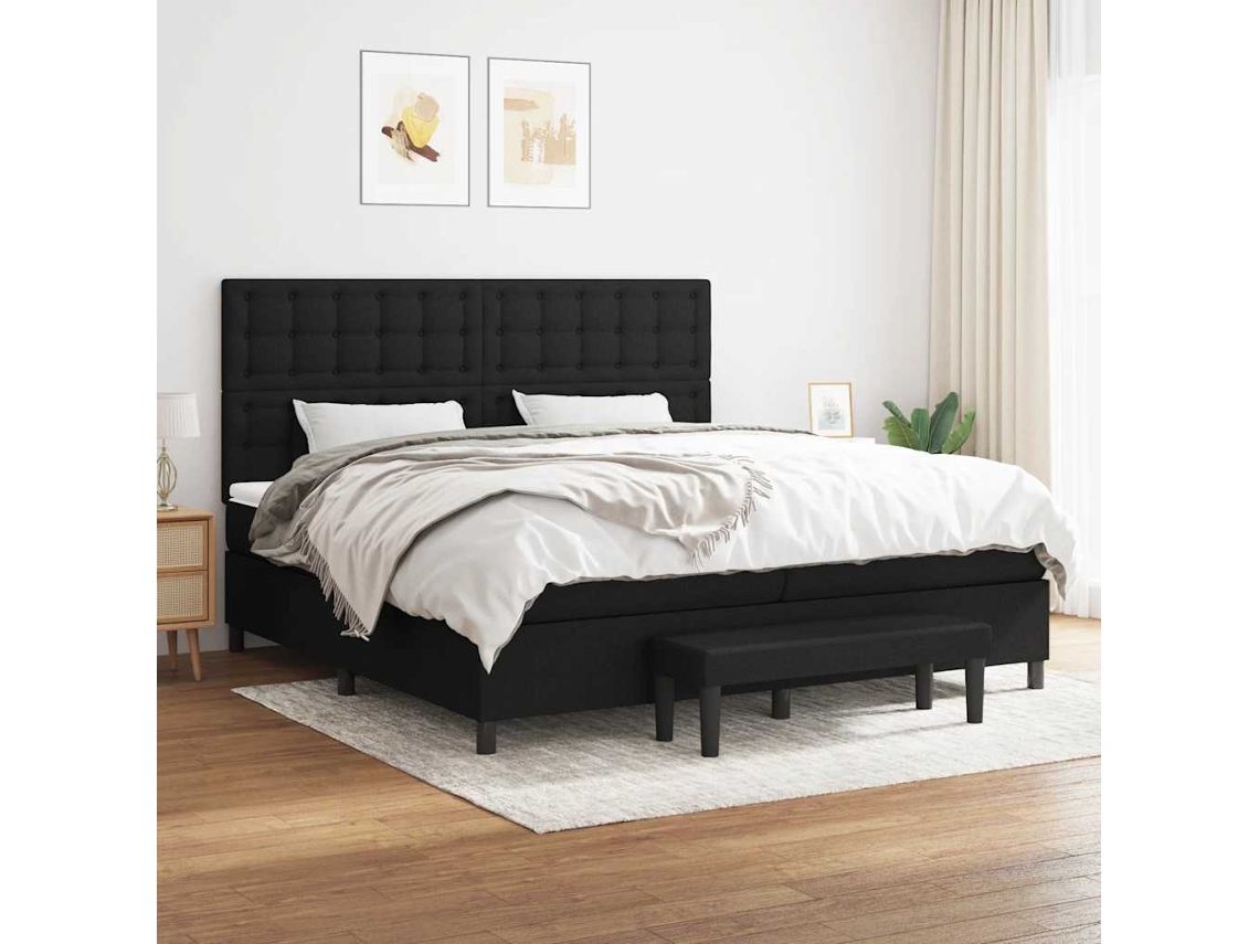 Vidaxl Cama Com Molas/colchão 200x200 Cm Tecido Preto