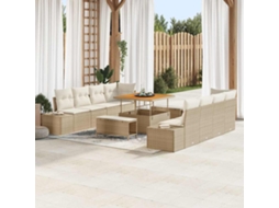 Vidaxl Conjunto De Sofá De Jardim 11 Unid. Bege Vime Pe