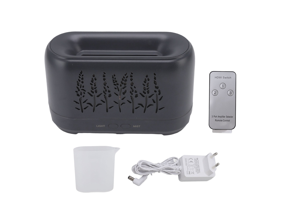 Umificador de Óleo Essencial 200ml com Luz de Chamas Silencioso Controle Remoto Eu Plug
