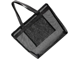 Bolsa De Praia Preta De Grande Capacidade, Dobrável E Ecológica, Em Malha Respirável, Leve E Lavável, Para Compras E