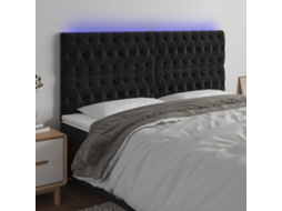 Vidaxl Cabeceira De Cama C/ Luzes Led Veludo 200x7x118/128 Cm Preto