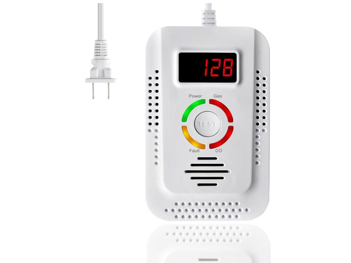 Detector de Gás Natural e Detector de Monóxido de Carbono Detector de Vazamento de Gás Plug-In para Casa Cozinha Monitor Detector de Vaza IKIKSO