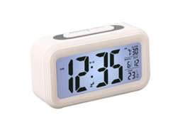 Despertador Relógio Matinal Digital Eletrônico com Lcd Grande Luz de Fundo Calendário e Temperatura