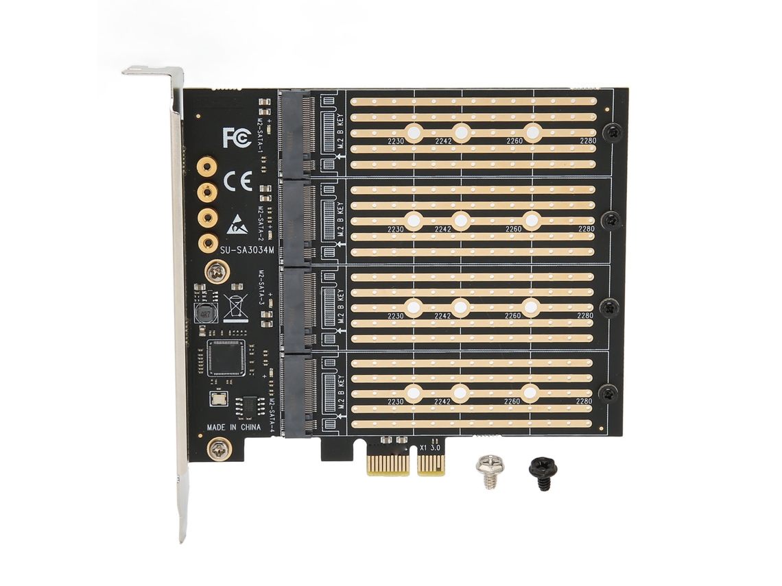 Adaptador Sata Ngff Para Pcie 4 Discos 10gbps Ahci Para Ssd Ngff 2230-2280