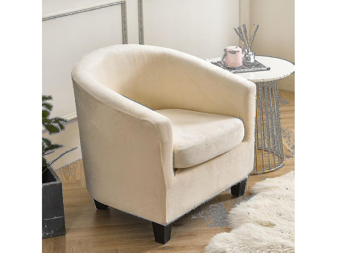 Funda De Sillón De Tela Elástica Para Salón, Protector De Asiento, Talla Universal, Color Sólido, Lavable A Máquina Crema