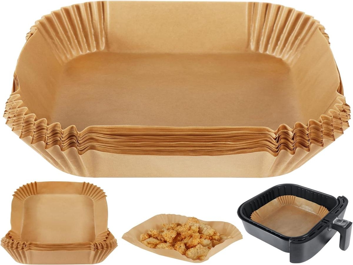 Lurelia Papel Para Air Fryer, 50 Unidades, Quadrado, Antiaderente, Descartável