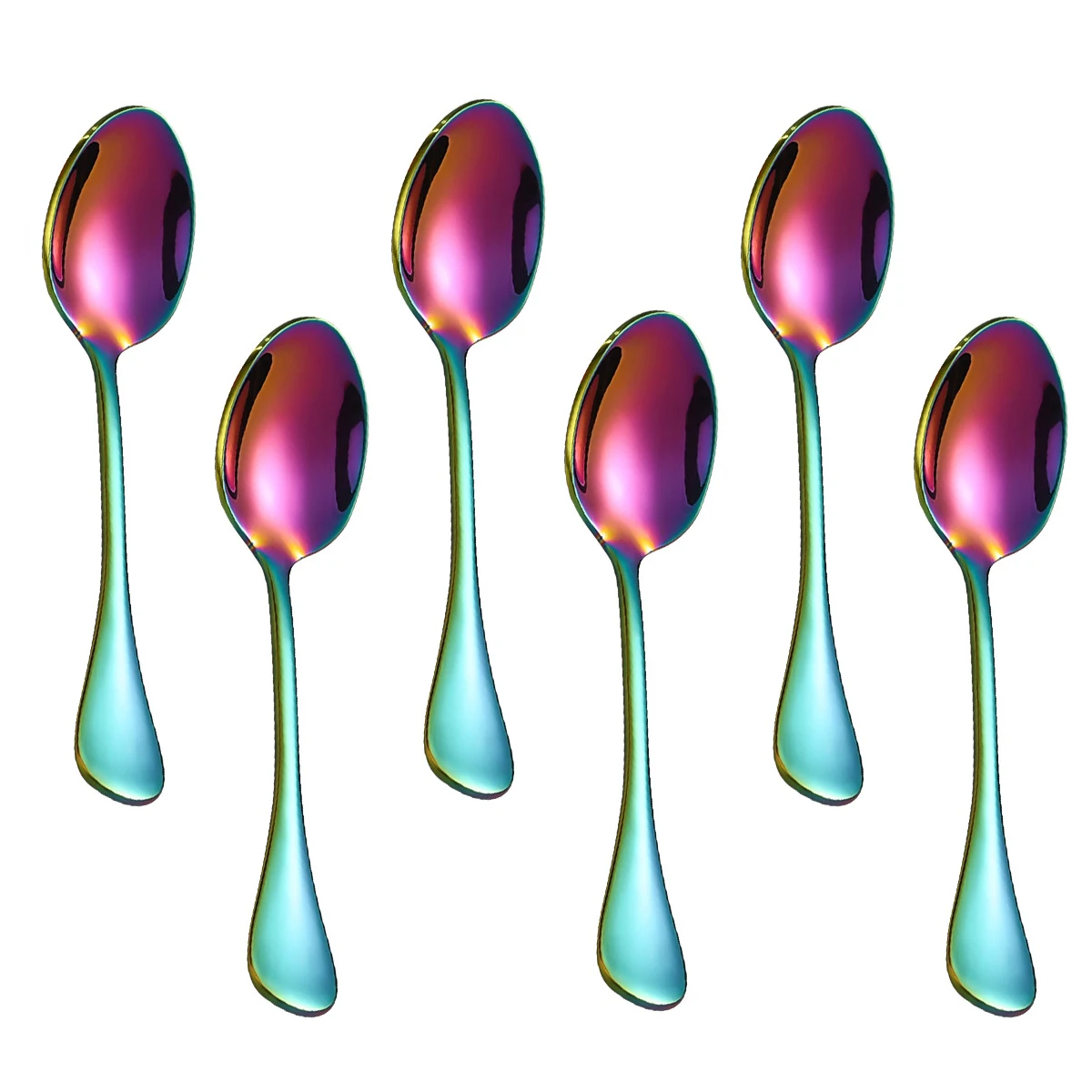 Conjunto de 6 Colheres de Aço Inoxidável para Café, Sobremesa e Chá, Além de Mini Colheres Douradas. MDUG (colorido)