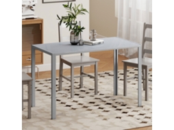 Mesa De Refeição De Cristal Mesa Retangular Para 4-6 Pessoas Com Pés De Metal Multifuncional 120x60x75 Cm Cinza