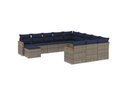 Conjunto de Sofá de Jardim, 12 Peças, Almofadas, Rattan Cinza MAISON EXCLUSIVE